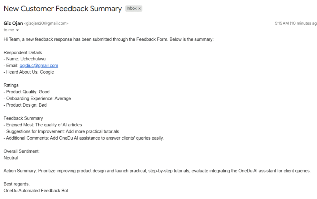 Feedback output Feedback output