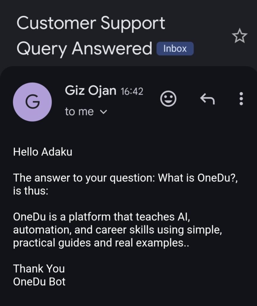 customer question answered by AI assistant 1